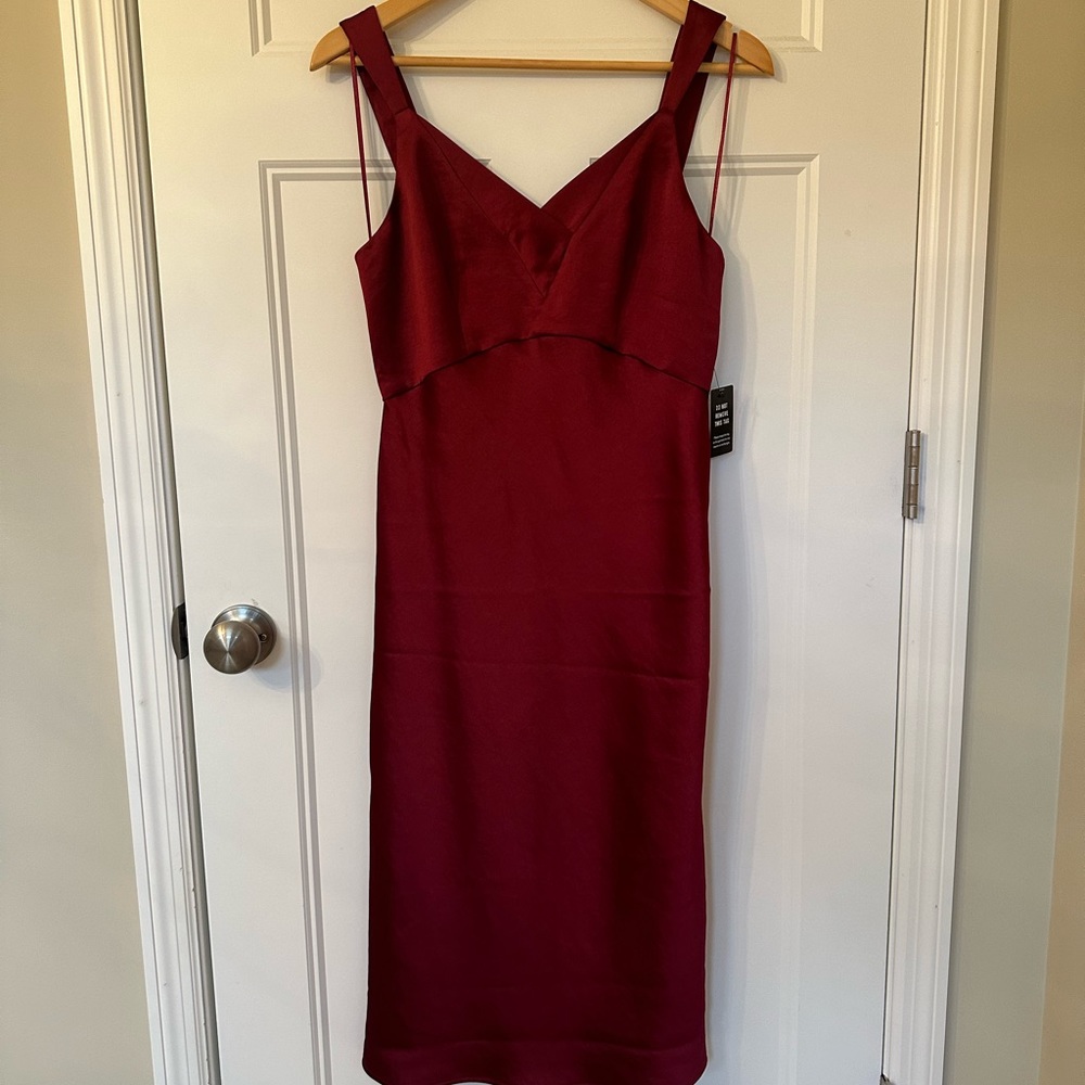 Express Satin V-Neck Midi Slip Dress -Size S
